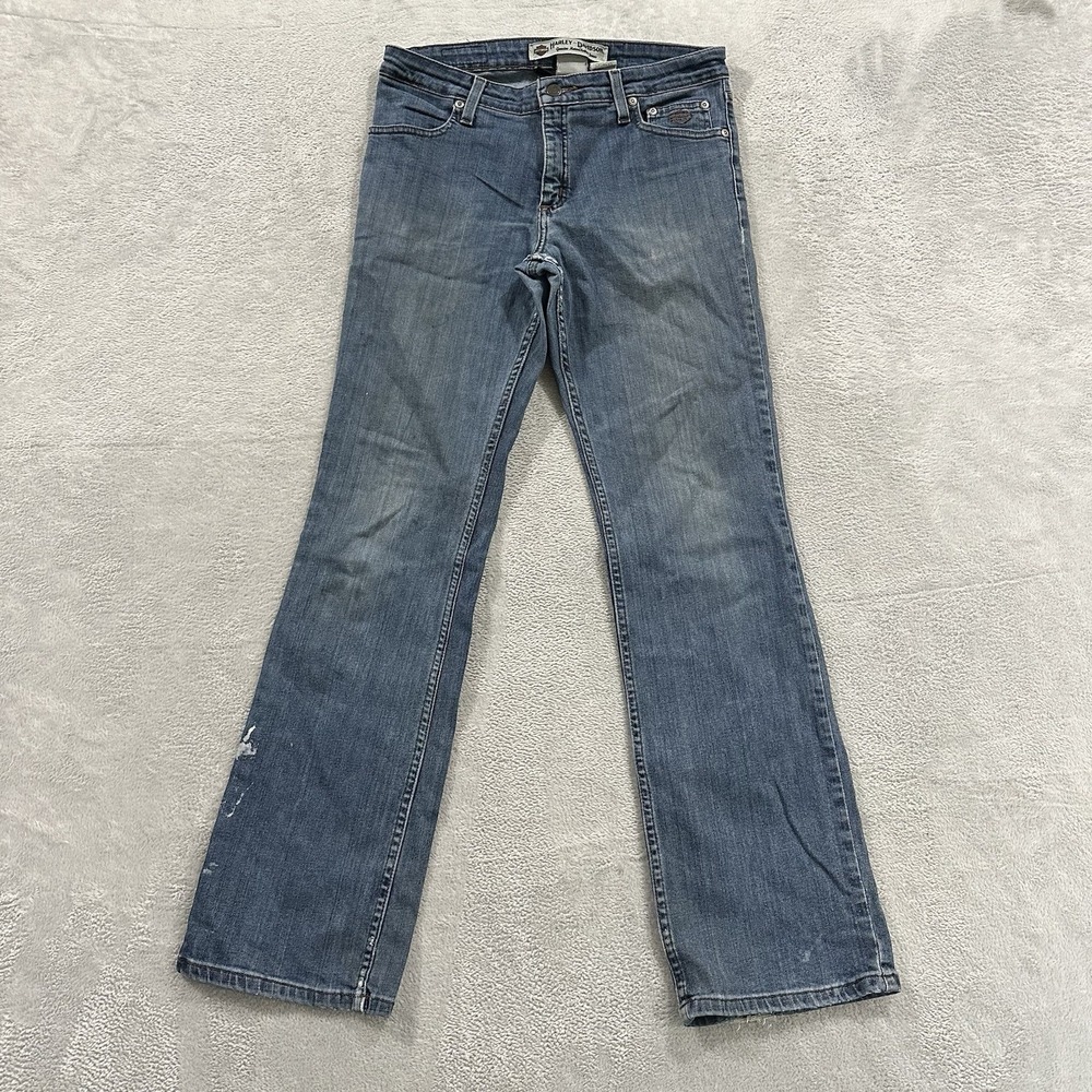 Harley Davidson Mid Rise Bootcut Motor Jeans Women 8 Blue Denim Y2K Vtg
